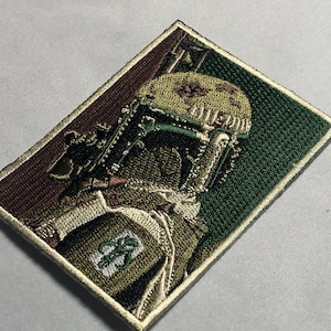 Multicam BOBA FETT Hope Poster Morale tactical Patch - Mandalorian Hunter Tactical Army Mercenary Baby Star Obama Woodland Army Wars Green