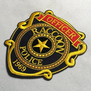 Officer RACCOON POLICE BADGE Blue or black Patch Morale embroidery Tactical uniform Costume Resident evil rpd Movie Cosplay shirt jacket