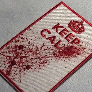KEEP CALM Morale tactical Patch: Boost Morale with Splattered Blood Stains, Motivational Poster WW2 British Carry On Army Medic Bag Ifak