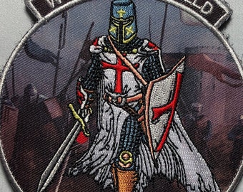 WITH YOUR SHIELD or on it Tactical Patch morale Crusader Templar Cross Wills It Shield Christian Church In this sign thou shalt conquer