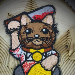 LEATHERFACE Texas Chain Saw Massacre Lucky Cat Maneki Neko Mashup borduurwerk patch moreel klittenband film Halloween kostuum masker horror