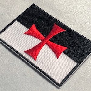 KNIGHTS TEMPLAR battle FLAG Patch Morale Tactical Deus Vult Army Church Christian Warrior Crusader Knights Sword Cross Militum Christi