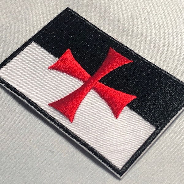 RIDDERS TEMPLAR strijd VLAG Patch Moreel Tactisch Deus Vult Leger Kerk Christelijke Krijger Kruisvaarder Ridders Zwaardkruis Militum Christi