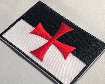 KNIGHTS TEMPLAR battle FLAG Patch Morale Tactical Deus Vult Army Church Christian Warrior Crusader Knights Sword Cross Militum Christi