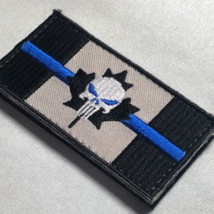 Canadian SKULL Spartan Punishe Flag Tactical Patch Morale Police Army blue line Maple TBL Firefighter Medic Paramedic Subdued mean eye law