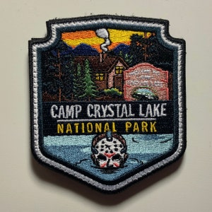 CAMP CRYSTAL LAKE Taktischer Aufnäher More Stickerei Lustiges Film Zitat Freitag der 13