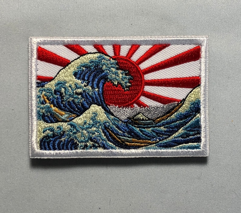 Patch pour le moral de la grande vague de KANAGAWA emblème japonais art de la vague des tsunamis, ouragans soleil japonais Nippon Hokusai Dekai image 8