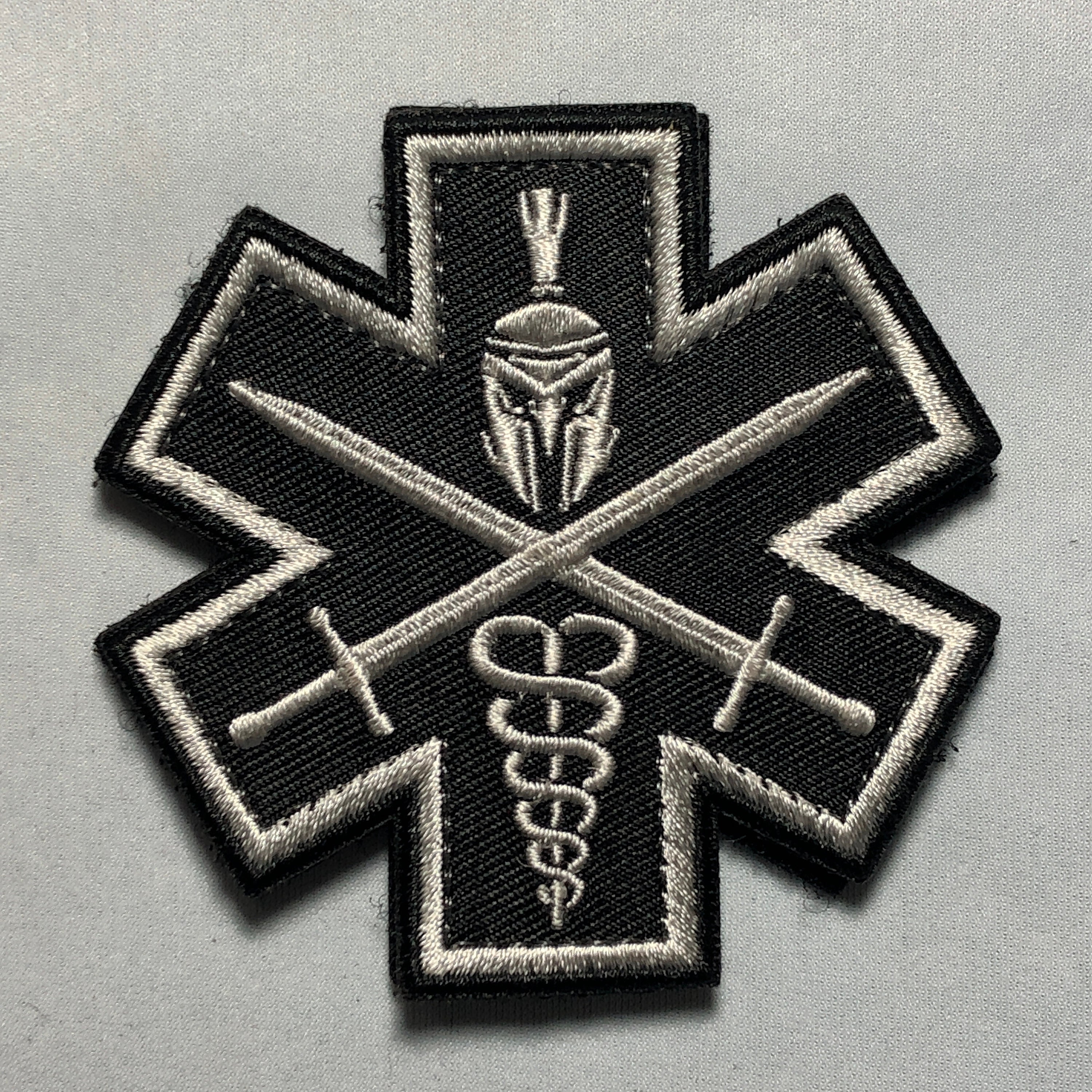 PVC Morale Patch - EMS - Medical Responder 3 Star of Life - Single Snake -  Blue/White/Silver