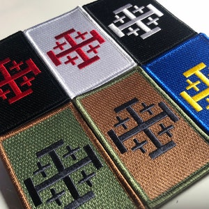 JERUSALEM CROSS Flaggen-Patch Moral Fünffaches Kreuz und Kreuze Heraldisches christliches Emblem Wappen Jerusalem Altes Symbol Griechisch