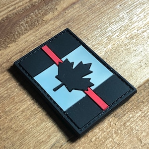 PVC SUBDUED RED Line Canadian flag pattern Maple leaf Tactical Patch Morale Army vest shoulder Canuck ifak bag medic firefighter paramedic