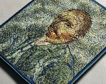 Embroidered last self-portrait Painting Patch Morale Emblem Vincent Van Gogh Art 1889 view asylum Saint Remy Dutch painter crazy