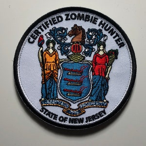 NEW JERSEY Certified ZOMBIE Hunter Patch Morale Great Seal State of United States United usa Constitution funny meme ifak zombie corpse