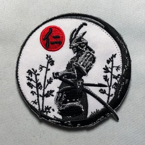 Military Arms Chapter Embroidery Samurai Patches With Sword Japanese Cultural Style Iron-On Appliques For Clothing Jackets Jeans