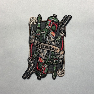 HUNTER BOBA FETT Jolly roger Flagge Stickerei Patch Flagge Flagge Piraten Kriege Piraten Karte Flagge Karte Piraten Piraten Karte Piraten Karte