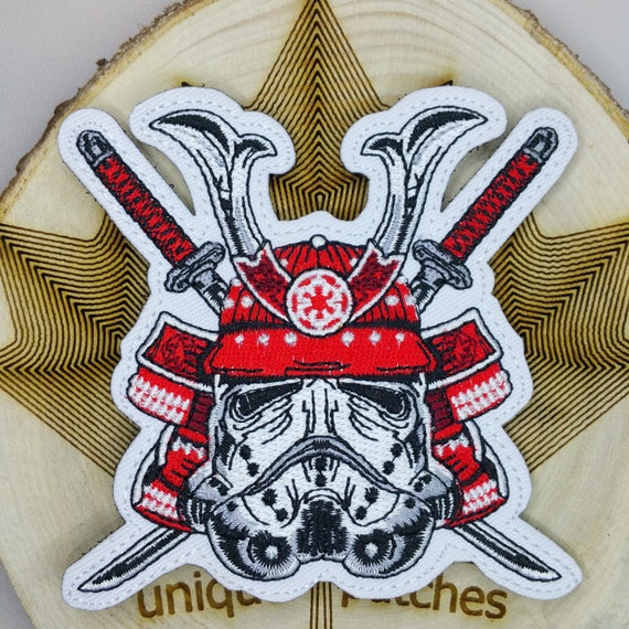 STORMTROOPER SAMURAI Mashup Embroidery Patch Morale Hook Warrior Loop  Soldier Star Wars Japan Galactic Empire Vader Clone Imperial Flag 