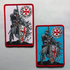 PUT On Full ARMOR of GOD Patch Morale Tactical Deus Vult Army Church Christian Warrior Crusader Templar Knights Sword Cross Seal blue white