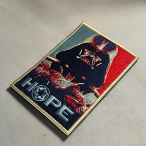 Poster HOPE VADER Star Wars Moral Patch Bestellen Obi-Wan Kenobi Macht mit Death Star Lichtschwert Imperium Blau Rot Wars Emblem