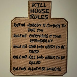 Kill shoot house Rules Military Army Tactical Patch Morale Embroidery Uniform Funny  Quote Patchwork paper target Ifak shooting range Meme