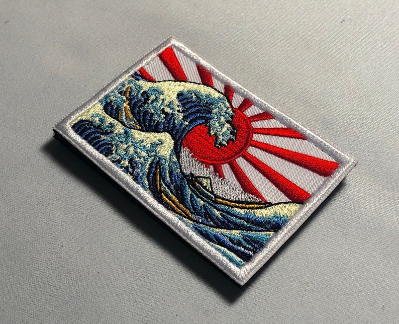 Patch pour le moral de la grande vague de KANAGAWA emblème japonais art de la vague des tsunamis, ouragans soleil japonais Nippon Hokusai Dekai image 6