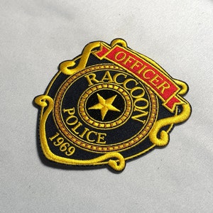 Officer RACCOON POLICE BADGE Blue or black Patch Morale embroidery Tactical uniform Costume Resident evil rpd Movie Cosplay shirt jacket