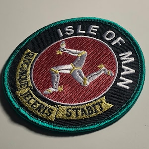 ISLE of MAN iron on patch morale The Isle of Man TT or Tourist Trophy bike racing vintage meme