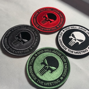 God will Judge Our Enemies We'll Arrange the Meeting Patch Morale Skull Army Tactical Embroidery Morale Iron on uniform bag vest punishe