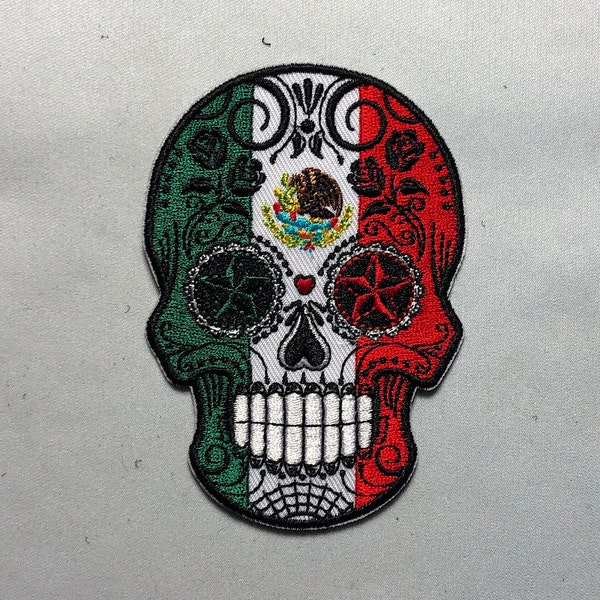 MEXICO SUGAR SKULL Mexican Patch Morale Biker Backpack Mask Bike Mean Calavera Death All Souls Day Mexico Dia De los Muertos Motorcycle