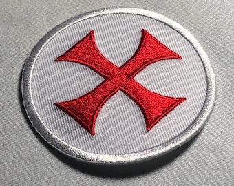 KNIGHTS TEMPLAR CROSS battle flag small Patch Morale Tactical Deus Vult Army Church Christian Warrior Crusader Knights Sword Militum Christi