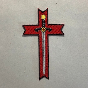 RED CROSS Sword Deus Vult CRUSADER Patch Morale Tactical Military Army Spartan Sparta Warrior Templar Knights Christian Christ Church