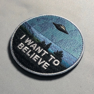 I WANT to BELIEVE X-Files ufo Alien ship Prop Costume Cosplay tactical Patch Morale Mulder Scully fbi meme x files