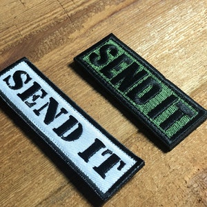 SEND IT Tactical Patch Morale Sniper  Funny Removable Emblem Green white gear hat vest bag