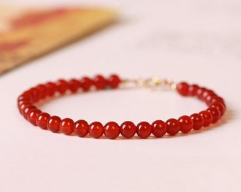 Natural Agate Natural Stone Red Agate Birthstone Beads Women Bracelet T91 Natural Agate Natural Stone Red Agate Birthstone Beads Women Bracelet T91