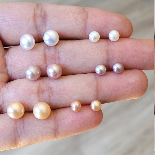 Genuine Freshwater Pearl Stud Earrings (Sterling Silver Posts & Butterfly Backs)  • Pearl Studs  • Pearl Earrings