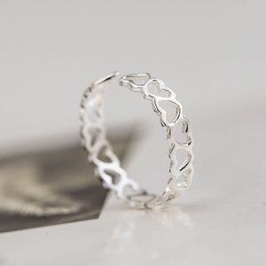 Sterling Silver Adjustable Ring - Hearts