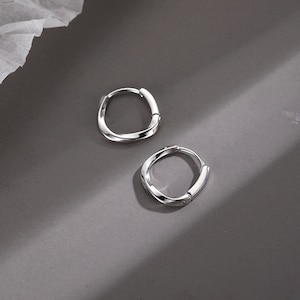 Sterling Silver Huggie Earrings - Wave