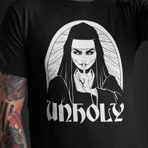 Satanic Nun Shirt, Unholy Nun Shirt, Gothic Nun Tshirt, Gothic Nun Shirt, Satanic Clothing, Gift For Emo, Gift For Goth