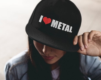 Ik hou van metal grappige metalhead muziekliefhebber hoed, metalhead cadeau