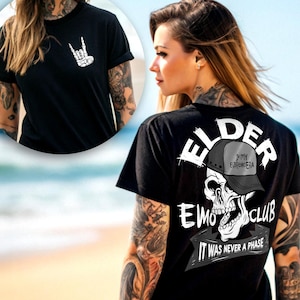 Elder Emo Club Shirt, Emo Clothing It Was Never A Phase, Emo Forever Tee, Oversized Goth Emo T-Shirt, Nostalgic Emo Graphic Tee