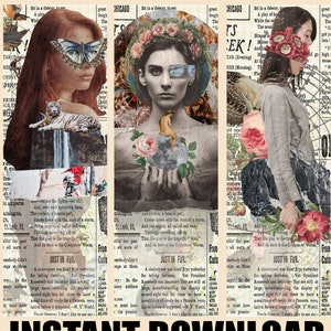 Printable Gothic Vintage Bookmarks x3