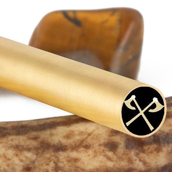 VIKING AXE - 6-8-10 mm - 100 mm / 3.93 inch Length high quality Brass Mosaic Pin Handle Making Knife Resin Sticks Crafts