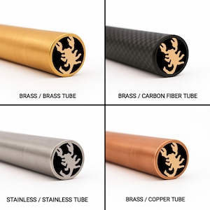 Pasador de cuchillo de mosaico / Escorpión / 6 mm 1/4 / 8 mm 5/16 / 10 mm 3/8 / 4 pulgadas de largo / Latón, cobre, acero inoxidable, fibra de carbono, epoxi / Suministros para fabricación de cuchillos personalizados