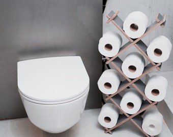 Support au sol pour porte-papier hygiénique, étagère de rangement flottante en bois TP pour mouchoirs en papier, porte-rouleau suspendu pour toilettes en bois pour toilettes