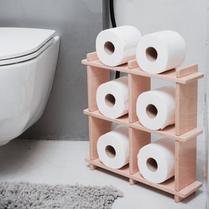 Porta carta igienica, mensola portaoggetti galleggiante in legno TP per fazzoletti, porta rotolo di carta igienica sospeso in legno per il bagno