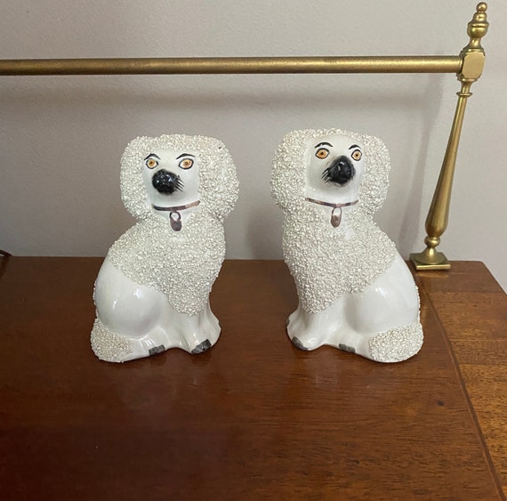 Pair of Staffordshire Confetti Poodles Etsy