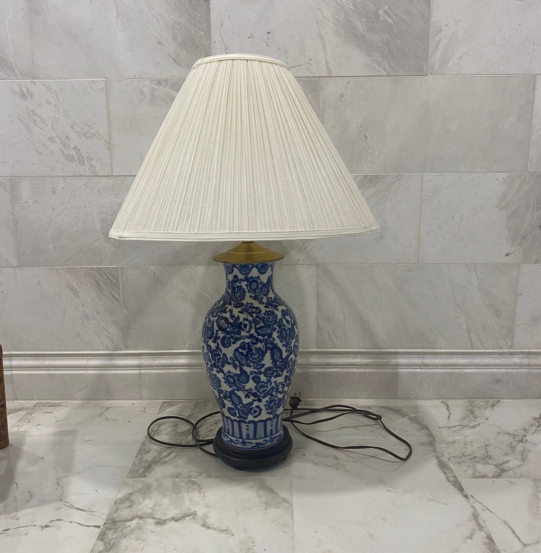 Blue and White Table Lamp - Etsy