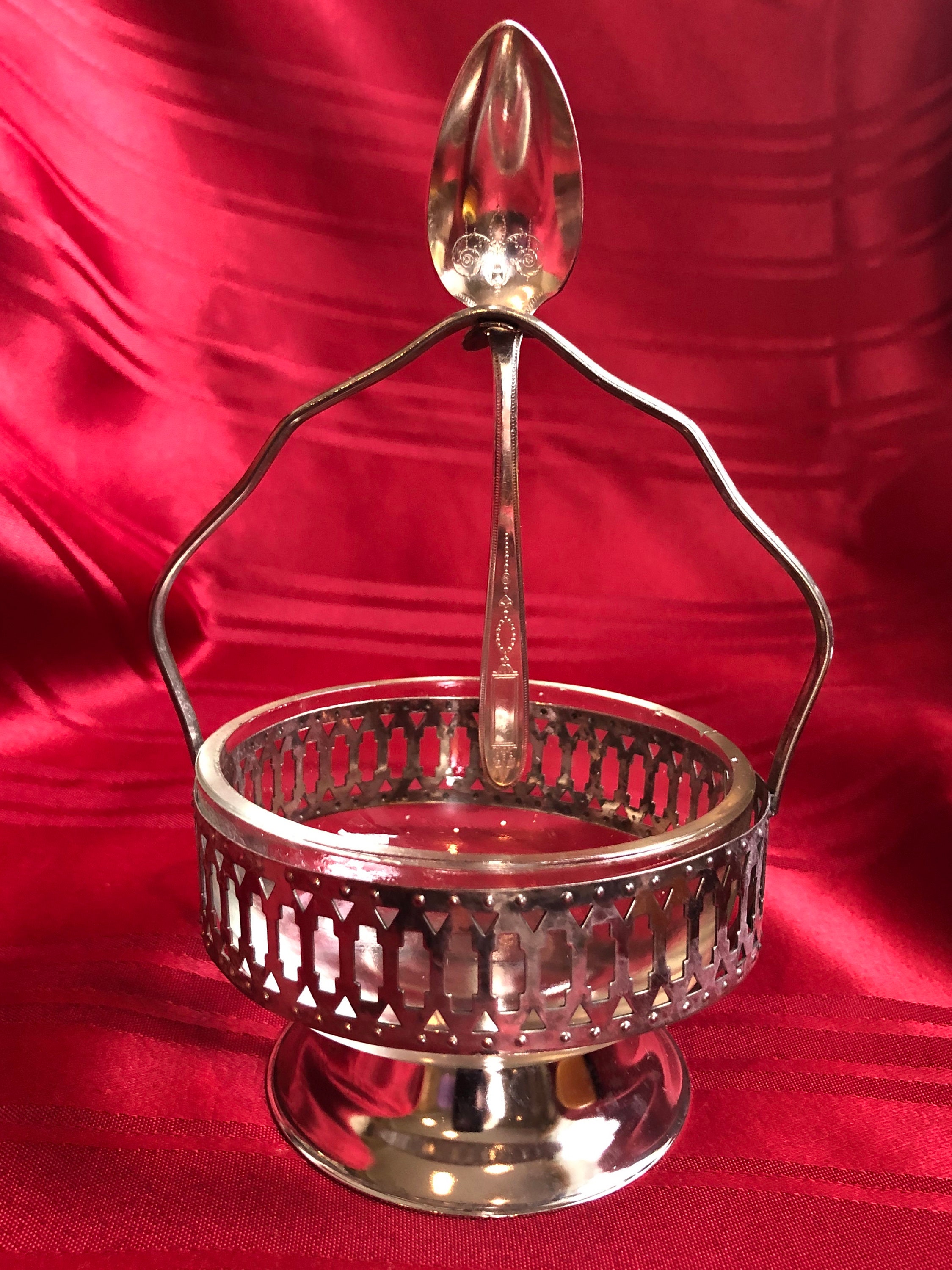 Silver Plated Condiment Dish with Spoon Etsy.de