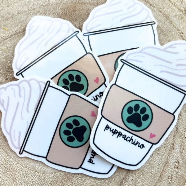 Pup Cup Sticker | Puppachino Sticker | Dog Sticker | Dog Laptop Sticker | Coffee Laptop Sticker