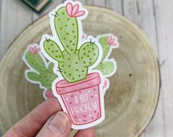A Bit Prickly Cactus Sticker | Pink Cactus Sticker | Cactus Laptop Sticker | Cute Plant Sticker