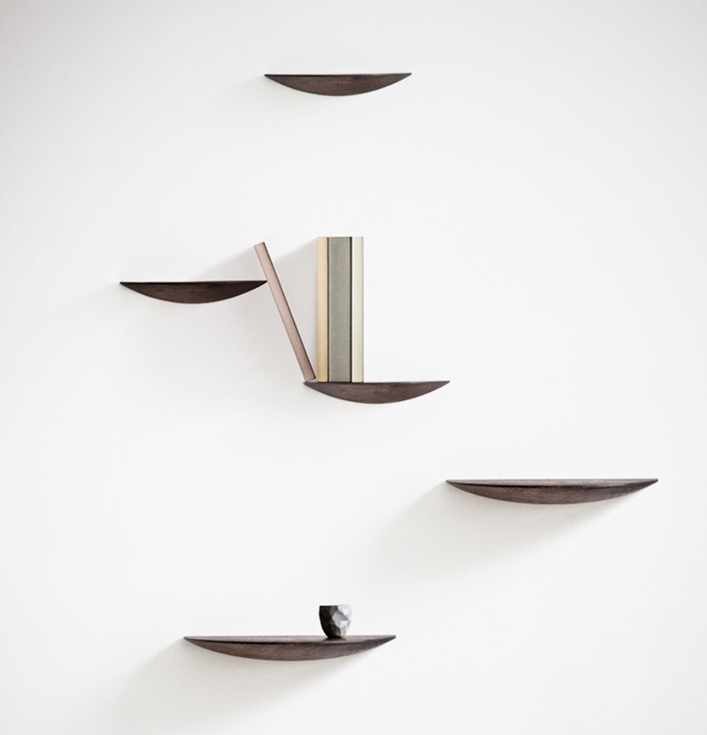 Curved Floating Wood Shelf / Handcrafted Solid Wood Shelves / Etsy