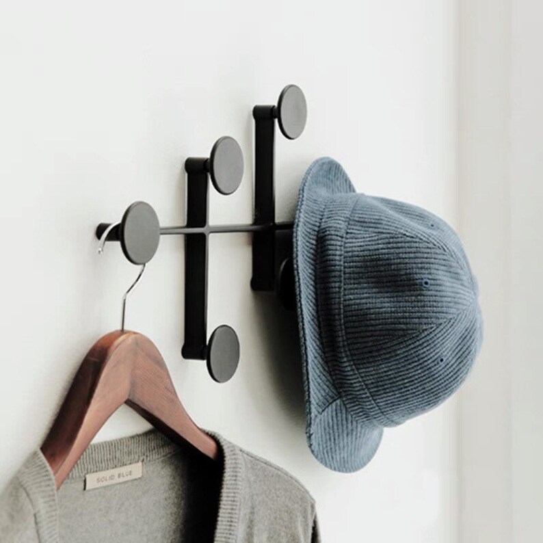 Modern Black Metal Wall Coat Rack / Scarf & Hat Hooks / Wall Etsy
